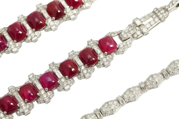 Magnificent Art Deco Ruby Diamond Sautoir Necklace