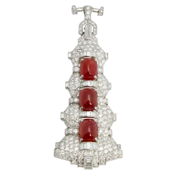 Magnificent Art Deco Ruby Diamond Sautoir Necklace