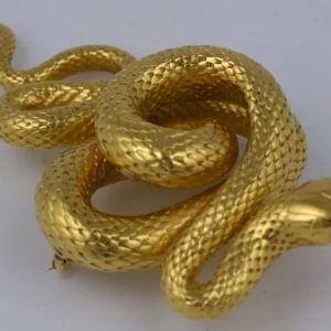 Massive Victorian French Diamond Gold Serpent Brooch