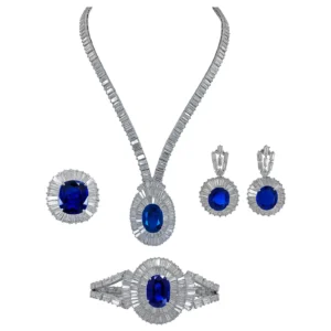 Mouawad Contemporary Sapphire Diamond Halo Demi Parure Suite