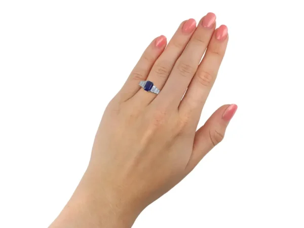 Natural Unenhanced Kashmir Sapphire Diamond Ring, circa 1935