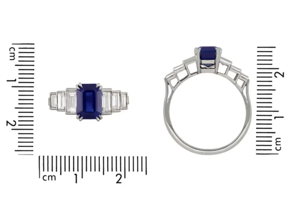 Natural Unenhanced Kashmir Sapphire Diamond Ring, circa 1935