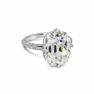 Old Mine Cushion Diamond Pave Engagement Ring GIA Certified 8.94 Carat