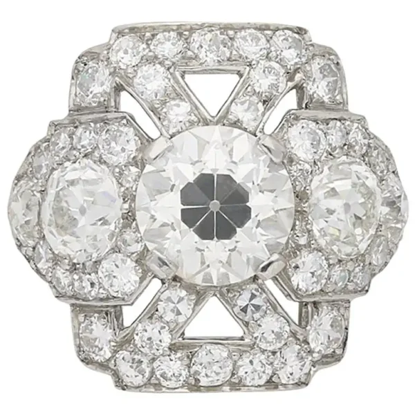 Ornate Diamond Cluster Ring For Sale, circa 1920