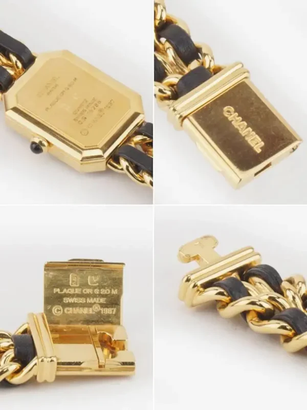 Chanel Black Leather Gold Plated Watch