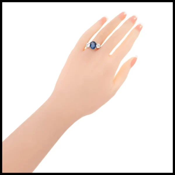 Peter Suchy 5.77 Carat Sapphire Diamond Three-Stone Platinum Engagement Ring