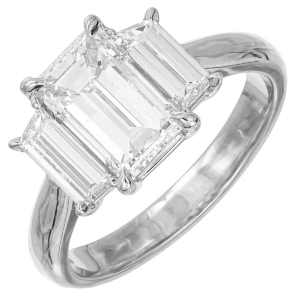 Peter Suchy GIA 2.41 Carat Diamond Platinum Three-Stone Engagement Ring