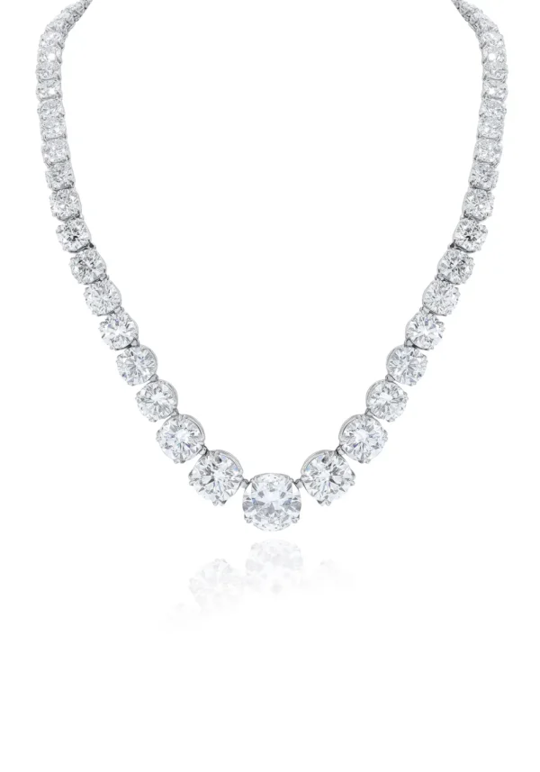 Platinum 95.00 Carat Diamond Tennis Necklace