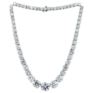 Platinum 95.00 Carat Diamond Tennis Necklace
