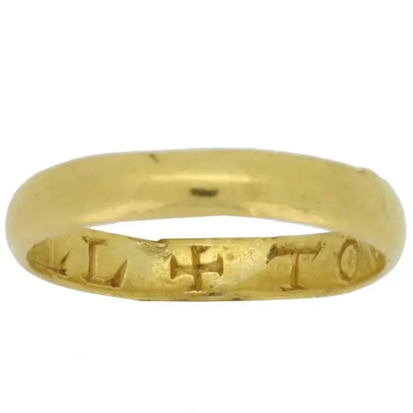 Post Mediaeval Gold Posy Ring TOVT IOVRS LOIALL