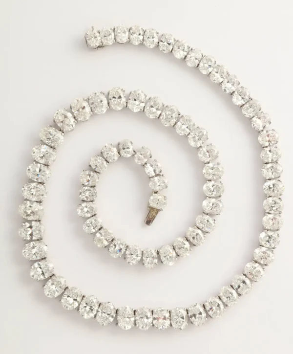 Rare Oval Diamond Platinum Necklace
