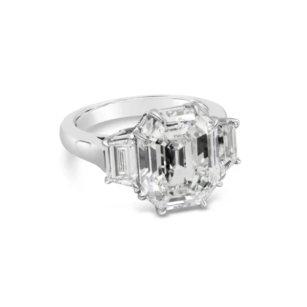 Roman Malakov 6.08 Carat Step Cut Diamond Three-Stone Engagement Ring