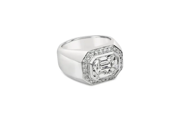 Roman Malakov GIA Certified 3.14 Carats Total Emerald Cut Diamond Men's Ring