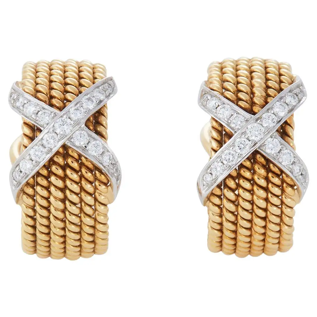 Rope Six-Row Diamond Ear Clips Jean Schlumberger for Tiffany & Co.