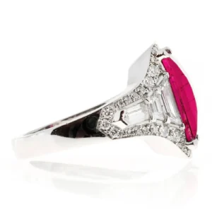 Rubellite Red Tourmaline Diamond Platinum Engagement Ring
