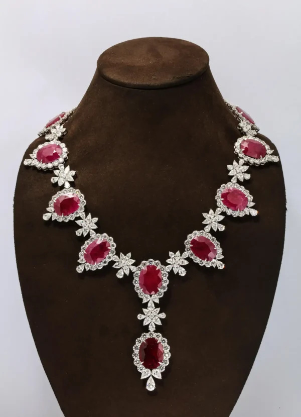 Ruby and Diamond Necklace For Sale