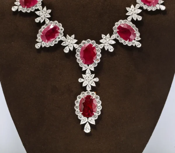 Ruby and Diamond Necklace For Sale