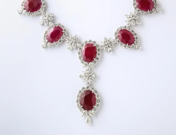 Ruby and Diamond Necklace For Sale