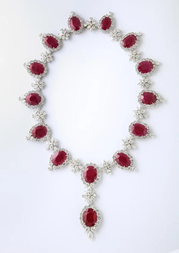 Ruby and Diamond Necklace For Sale