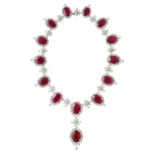 Ruby and Diamond Necklace For Sale