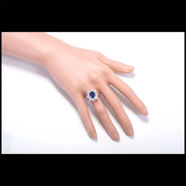 Sapphire Diamond Halo Platinum Engagement Ring GIA Certified 3.93 Carat
