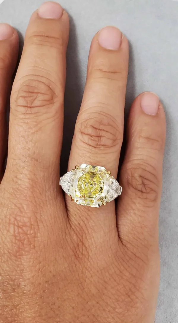Scarselli 10 Carat Fancy Intense Yellow Internally Flawless Radiant Diamond Ring