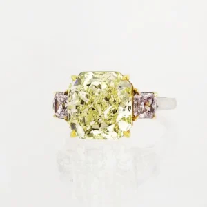 Scarselli GIA 7 Carat Yellow Radiant and Pink Cushion Diamond Ring in Platinum