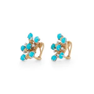 Snowflake Turquoise and Diamond Ear Clips Jean Schlumberger for Tiffany & Co.