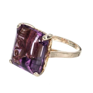 Square Purple Amethyst Gold Cocktail Ring 17.00 Carat