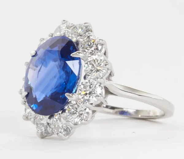Stunning 6 Carat GIA Certified Sapphire Diamond Platinum Ring
