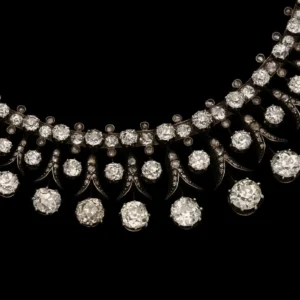 Stunning Victorian Old-Cut Diamond Fringe Tiara Convertible to Necklace Bracelet