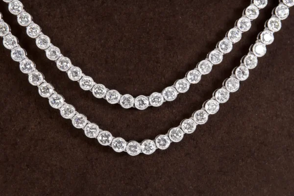 Two Row Diamond Platinum Tennis Necklace
